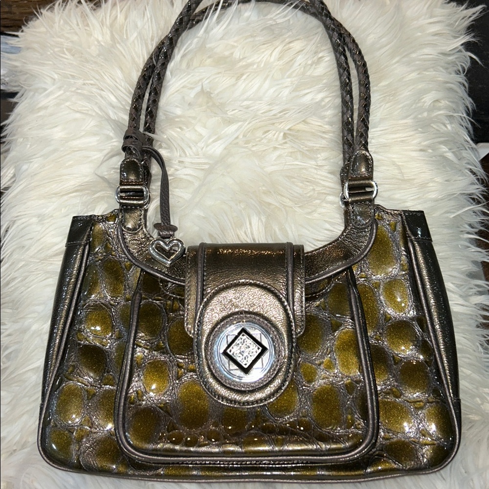 Brighton Cher- Olive green, Patent leather shoulder bag